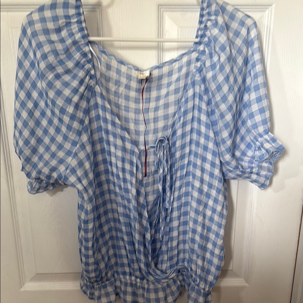 Blue Gingham Women's Top